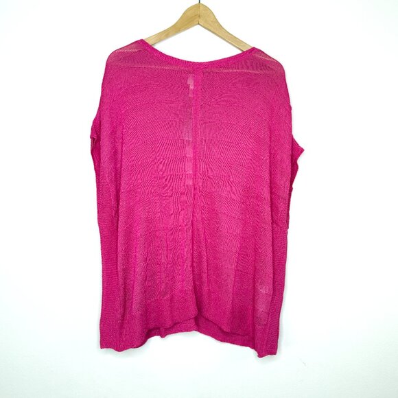 NWT Chico's Audra Pullover Sweater Summer Berry Size 3 Short Sleeve Office Pink - Picture 2 of 10